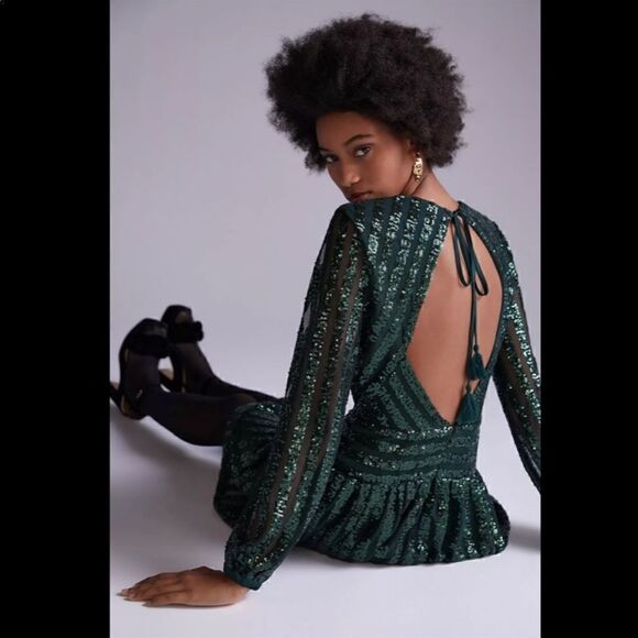 Anthropologie Sequined Open-Back Mini Dress - Picture 4 of 7